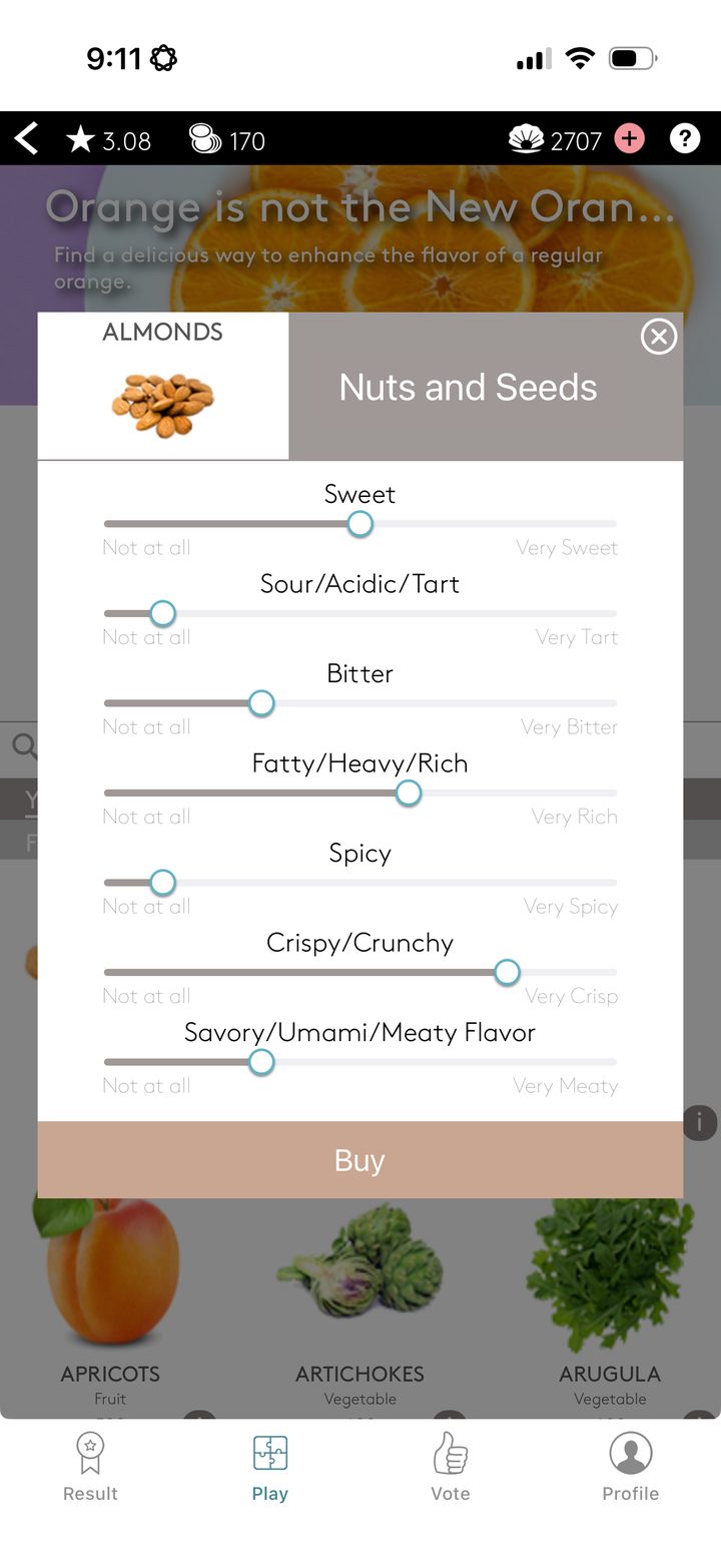 An ingredient’s flavor profile: seven sliders from sweet to savory for almonds